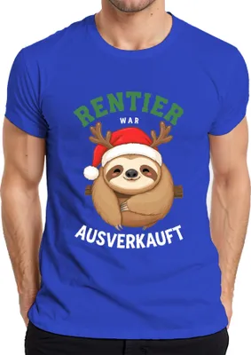 Produktbild von Rentier war t Weihnachten Faultier Geschenk Lustig Herren T-Shirt, Blau, 3XL