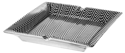 Produktbild von Casa Padrino Porzellan Aschenbecher Schwarz / Weiß 24 x 24 x H. 3 cm - Luxus Qualität