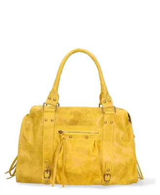 Produktbild von Elara Damen-Schultertasche aus echtem Wildleder Blau  Italy Blue Jeans UNICA 41x28x13 cm