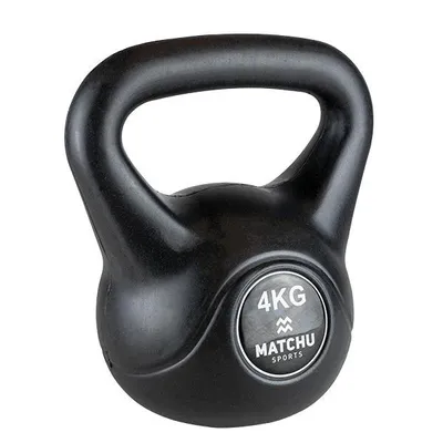 Produktbild von Matchu Sports Kettlebell 4 kg - Schwarz - 15cm - 22cm - Kugelhantel aus Kunststoff