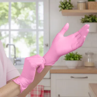 Image de Gants en nitrile rose
