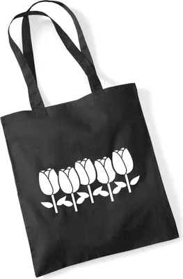 Produktbild von Huuraa Jutebeutel Tulpen Blüte 10 Liter Black Baumwolle Tasche Geschenkidee
