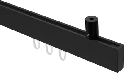 Produktbild von Interdeco Innenlaufstange / Gardinenstange mit Innenlauf Schwarz, Typ Sonius Paxo (Kappe) Deckenmontage, 14x35 mm 1-läufig, 100 cm