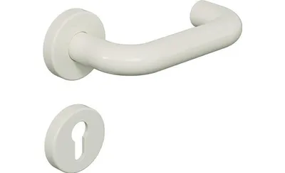 Produktbild von Hewi Rosetten-Drückergarnitur 111R / 305.20R / 306.23 PZ Vierkant 8mm TS38,1-48mm reinweiß - 111R01.130 99