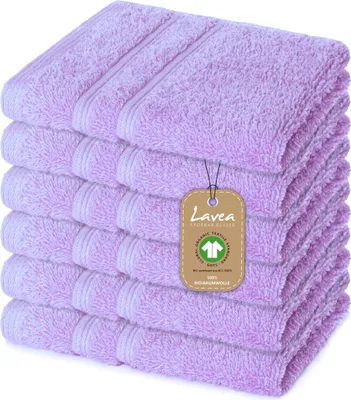 Produktbild von Lavea® 6er Set Seiftuch 30x30 cm, Seiftücher Bali & Waschlappen Frottee aus Baumwolle, pflegeleichtes Handtuch-Set, 100% GOTS Baumwolle, Frottier, Flieder
