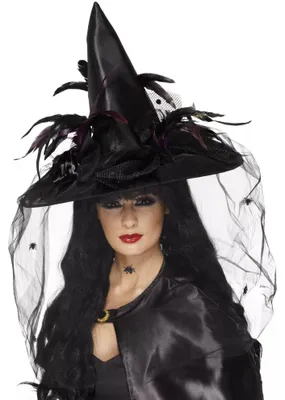 Produktbild von Feder Hexenhut für Karneval Faschingskostüm Damen - Fasching