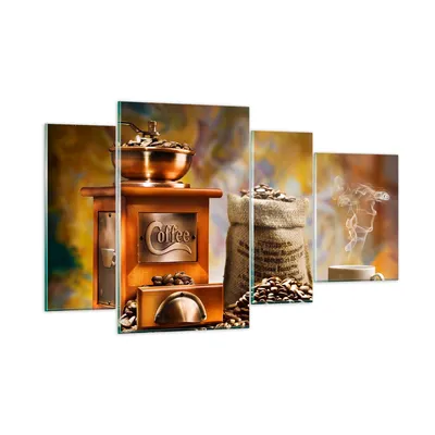 Produktbild von Bilder auf glas - Kaffee Körner Mühle Tasse - 120x70cm - Glasbilder - Wandbilder - Kunstdruck - zum Aufhängen bereit - Wanddekoration aus Glas - Glas Bilder - Wandbild auf Glas - GDL120x70-2592
