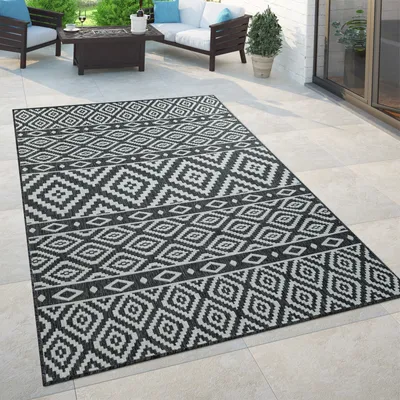 Produktbild von In- & Outdoor Teppich Balkon Terrasse Orientalisch Skandi Designs Kreis Muster Grösse 120x170 cm