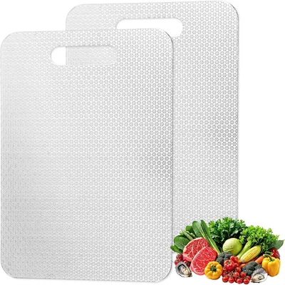 Imagen del producto de Tabla de cortar de acero inoxidable, 2 unidades, 34 x 23 cm, de doble cara, para carne y verduras