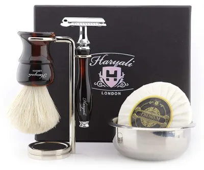 Immagine prodotto di Haryali London, set da barba da uomo composto da 5 pezzi, con rasoio a doppia lama
