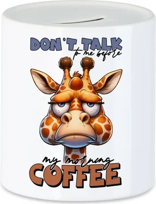Produktbild von Don't talk to me before my morning coffee Grimmige Giraffe Spardose - Lustiges Geschenk