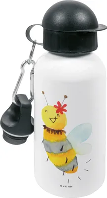 Produktbild von Mr. & Mrs. Panda Kindertrinkflasche Biene Blume - Weiß - Geschenk, Getränkeflasche, Trinkflasche Kinder, Kinderflasche, für den Kindergarten, Wasserflasche