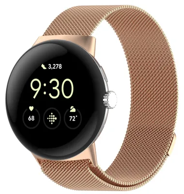 Produktbild von Smartwatch Armband Metall für Google Pixel Watch 4 / 3 45mm Magnet Rose Gold