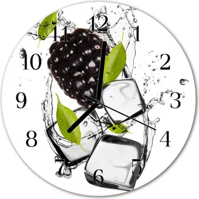 Produktbild von Glasuhr Wanduhr Küchenuhr Echt-Glas 30fi cm Brombeere mehrfarbig