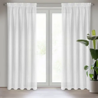 Produktbild von Eurofirany 389794, Durchscheinend, Weiß, Muster, Polyester, Aufhängungshaken, 50 g/m²