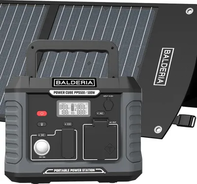 Produktbild von BALDERIA Power Set, tragbare Powerstation 500W mit faltbarem Solarpanel 60W