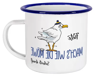 Produktbild von Emaille Tasse mit Namen - Machs wie die Möwe