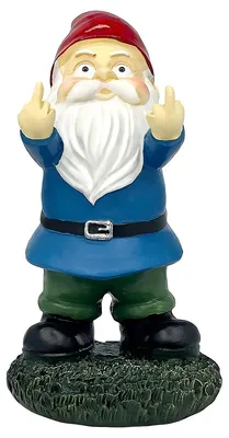 Immagine prodotto di Nano gnomo da giardino - Statuetta divertente in resina - 15 cm - Dito medio alzato - Per giardino e terrazzo