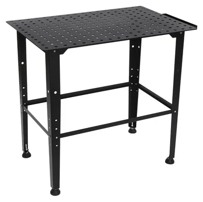 Image de Table de soudage - Acier au carbone - Supports réglables - Grande surface de travail - Tablette de rangement - Capacité de charge de 600 kg - Noir