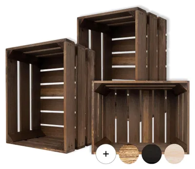 Productafbeelding van Creative Deco 3 x Houten Kist Bruin, 40 x 30 x 23 cm