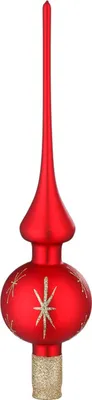 Produktbild von Christbaumspitze Glas 30cm mit Sternen Rot matt
