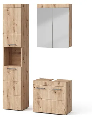 Produktbild von Badmöbel-Set Vicco Luna Eiche Wotan 3 Teile, mit Hochschrank, Model 36776