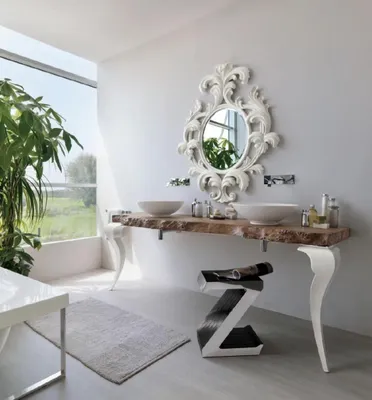Produktbild von Rund Spiegel Klassischer Design Wandspiegel runder Wandspiegel neu weiß Italien