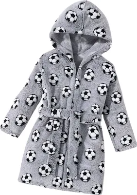Immagine prodotto di Accappatoio grigio di peluche taglia 116 - Calciatore