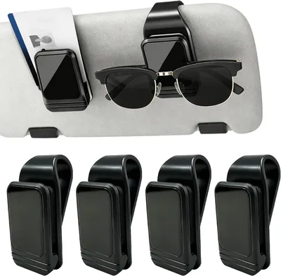 Image de Supports de lunettes de soleil pour voiture, clips, lot de 4, couleur noire, pour pare-soleil
