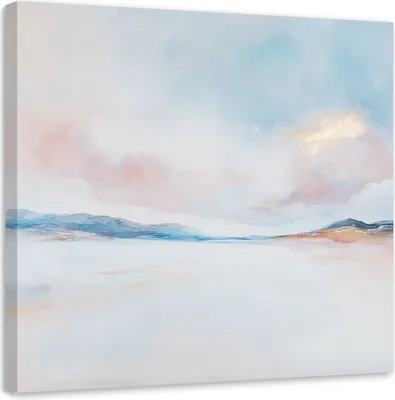 Produktbild von Leinwandbild Abstrakt Pastell Rosa Blau 60x60 Feeby Blau bild für die wand bereit zum aufhängen