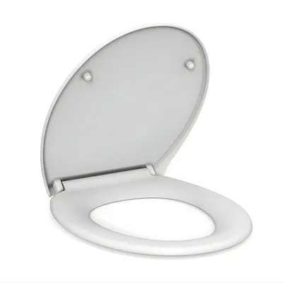 Produktbild von Softclose Toilettensitz Oval – WC Sitz mit Absenkautomatik & Schnellverschluss – Weiß – PP Kunststoff mit Edelstahl Scharnieren