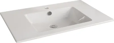 Zdjęcie produktu dla Umywalka FACKELMANN KERA 810 / Umywalka ceramiczna / Wymiary (szer. x wys. x gł.): ok. 81 x 16,5 x 51 cm / Umywalka do zabudowy / Wysokiej jakości umywalka do łazienki i WC / Kolor: biały / Szerokość: 81 cm