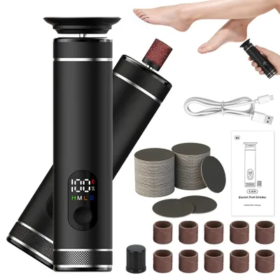Produktbild von Speed Elektrischer Hornhautentferner mit LED-Anzeige, 2-in-1 Profi Hornhautentferner Set mit Fußfeile und Nagelpolierer, Fußpflegeset