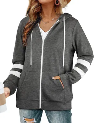 Image de Sweat à capuche pour femmes, fermeture éclair, manches longues, en polaire