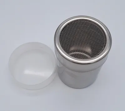 Produktbild von Puderzucker Streuer 9 cm - Ø 6,5cm - Pulver Schokolade Siebstreuer Netzstreuer mit Deckel