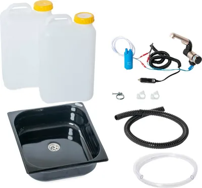 Obrázok produktu pre 12V kempingová súprava umývadlo čierne 354x325x100mm 19 litrov T4 T5 T6 Vito set