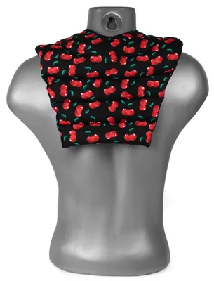 Produktbild von Nackenhörnchen mit Rückenteil. cherry-black. Kirschkernkissen. Nackenkissen. Rücken Wärmekissen