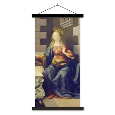 Obrázek produktu pro MuchoWow® Textilní plakát - Zvěstování - Leonardo da Vinci - 40x80cm - S černými lamelami