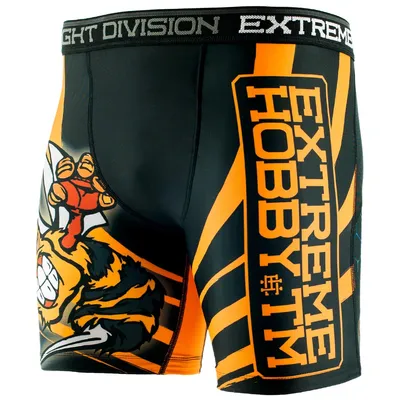 Produktbild von Extreme Hobby Vale Tudo Kurze Hosen ANGRY WASP, Kompression Shorts Herren, Unterhose, Schnelltrocknendes Schwarz 2XL