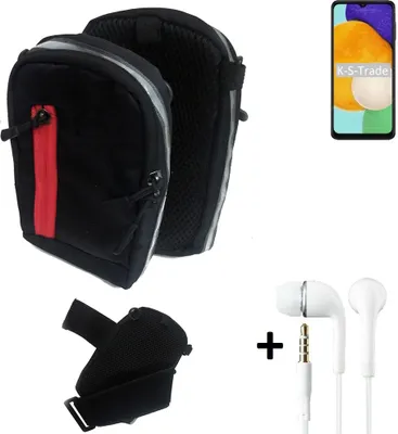 Produktbild von K-S-Trade Outdoor Gürteltasche Holster Umhängetasche + Kopfhörer kompatibel mit Samsung Galaxy A13 5G schwarz Handy Tasche Case travelbag