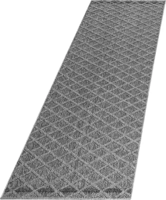Produktbild von Teppich Läufer Wetterfest Grau 80x250 Rauten Design aus Polypropylen