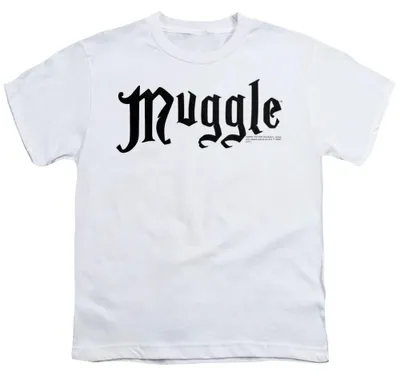 Immagine prodotto di Maglietta per bambini "Muggle" di Harry Potter, in cotone filato ad anello, modello TV36988 (taglia 116), colore bianco