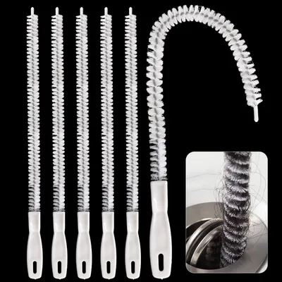Produktbild von Reinigungbürste für Abflüsse - 45 cm - Flexibel - Nylon und Metall - Set mit 6 Stück