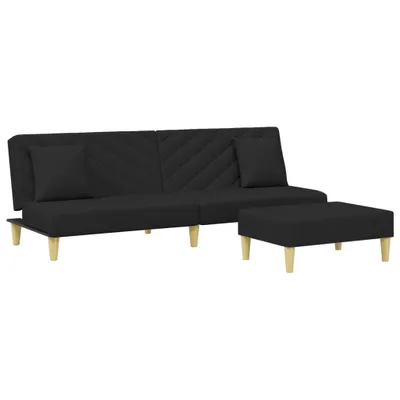 Imagen del producto de Sofá cama de 2 plazas con cojines y reposapiés, color , tapizado en tela
