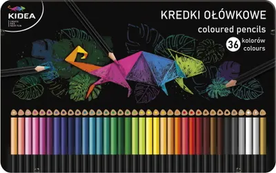 Obrázok produktu pre Kredki ołówkowe trójkątne 36 kolorów metalowe pudełko Kidea