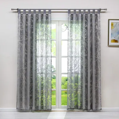Voile Gardinenpaneel mit Schlaufen, 140x225 cm, Grau, transparent