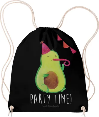 Produktbild von Mr. & Mrs. Panda Stoffrucksack Avocado Party Zeit - Schwarz - Geschenk, Turnbeutel, zuziehbeutel, Sportbeutel, Jutebeutel, Geburtstagsfeier, Genießen, Geburtstag