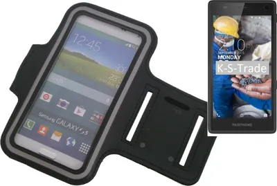 Produktbild von Kompatibel mit Fairphone Fairphone 2 Neopren Jogging Armband Sportarmband Oberarmband schwarz kompatibel mit Fairphone Fairphone 2 mit Reflektor