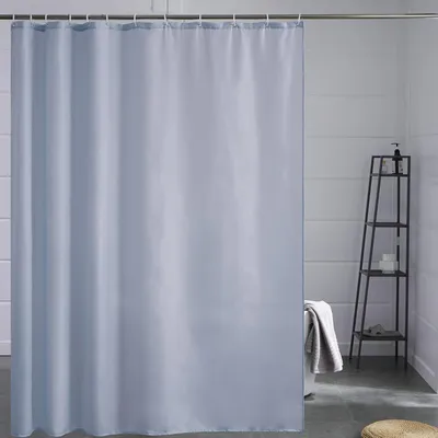 Produktbild von Duschvorhang Überlänge Textil Grau Blau 200x240cm Antibakteriell Waschbar mit 12 Haken