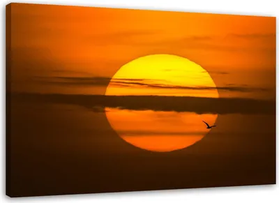 Immagine prodotto di Quadro su tela tramonto paesaggio 60x40 cm Feeby arancione quadro da parete pronto per essere appeso